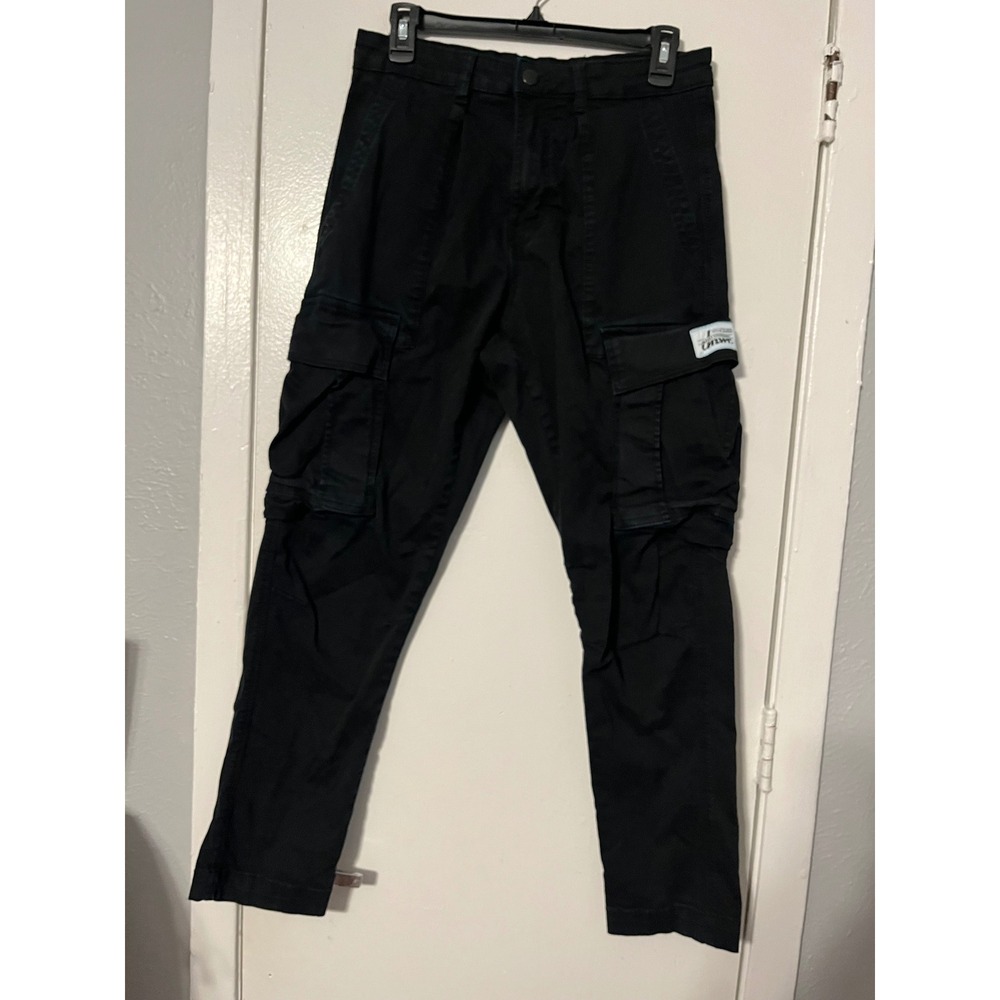 Zara DNWR‎ Black Utility Cargo Pants High Rise Multi Pocket Tapered USA 30